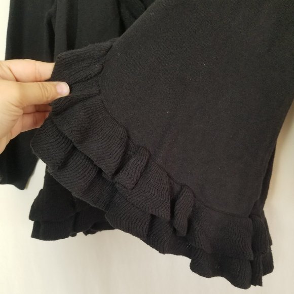 Style&Co  black 3/4 sleeve ruffle cardigan women's size Medium Petite (5… - Picture 6 of 10